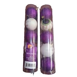 Eyeball Halloween Ornaments Purple/ White